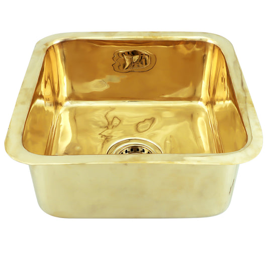Nantucket SQRB-7SM 16.625-inch smooth polished brass square bar sink, view 2