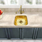 Nantucket SQRB-7SM 16.625-inch smooth polished brass square bar sink, installed