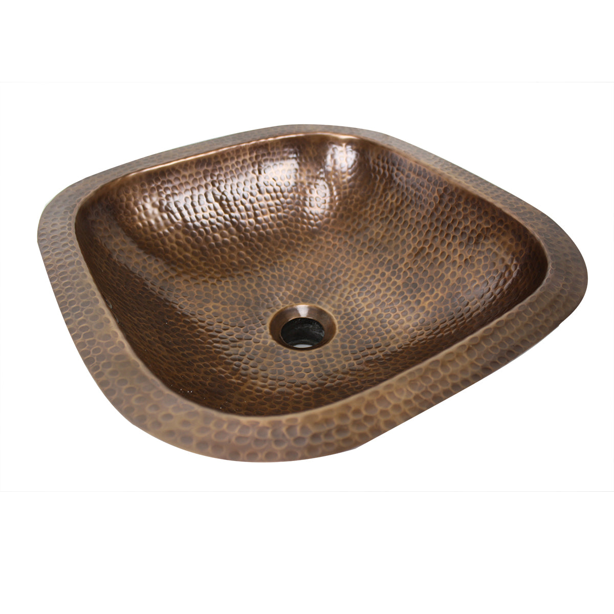 Nantucket 16.25-inch hand hammered copper square undermount bathroom sink with overflow SQRC-OF