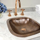 Nantucket 16.25-inch hand hammered copper square bathroom sink SQRC-OF, installed