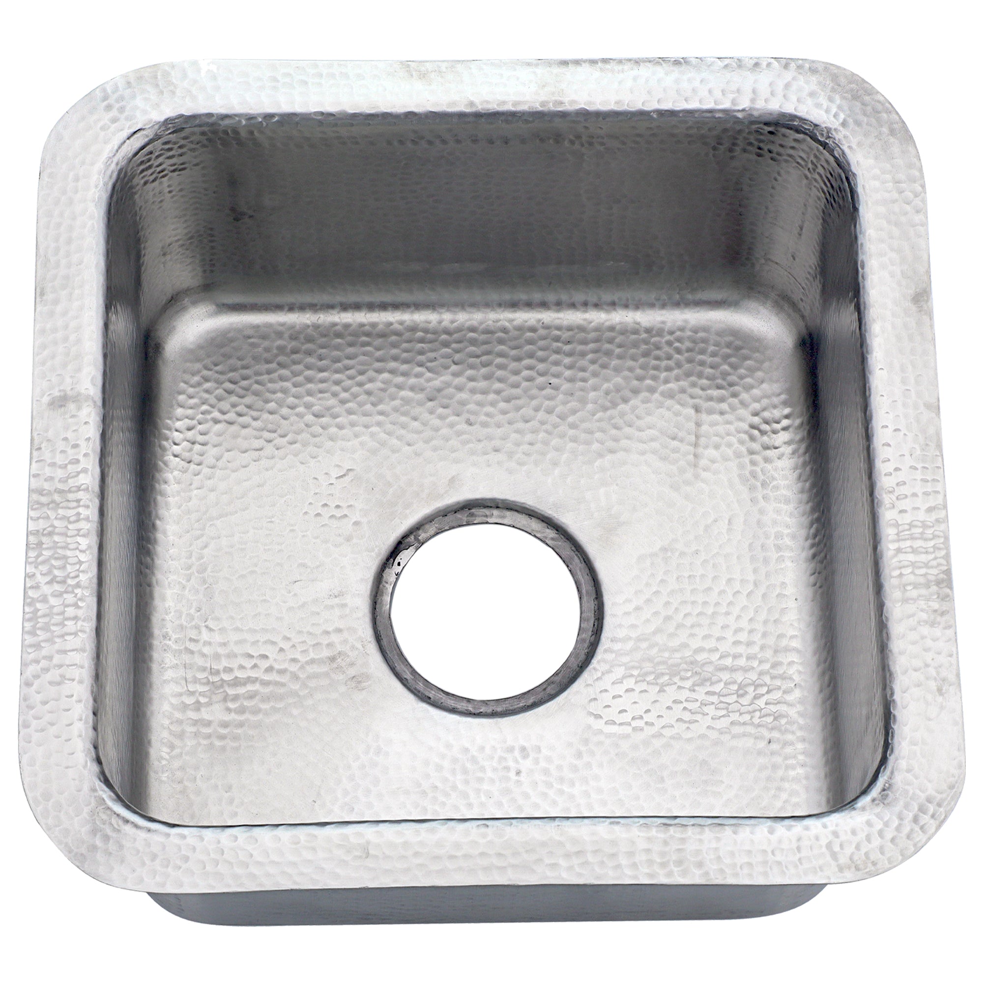 Nantucket SQRS-7MF 16.5-inch hand-hammered satin stainless steel square bar sink, view 2