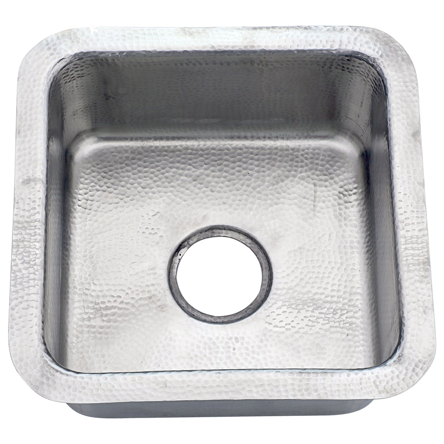 Nantucket SQRS-7MF 16.5-inch hand-hammered satin stainless steel square bar sink, view 2
