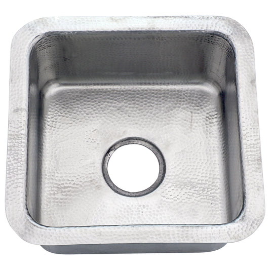 Nantucket SQRS-7MF 16.5-inch hand-hammered satin stainless steel square bar sink, view 2