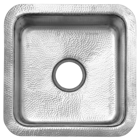 Nantucket SQRS-7MF 16.5-inch hand-hammered satin stainless steel square bar sink