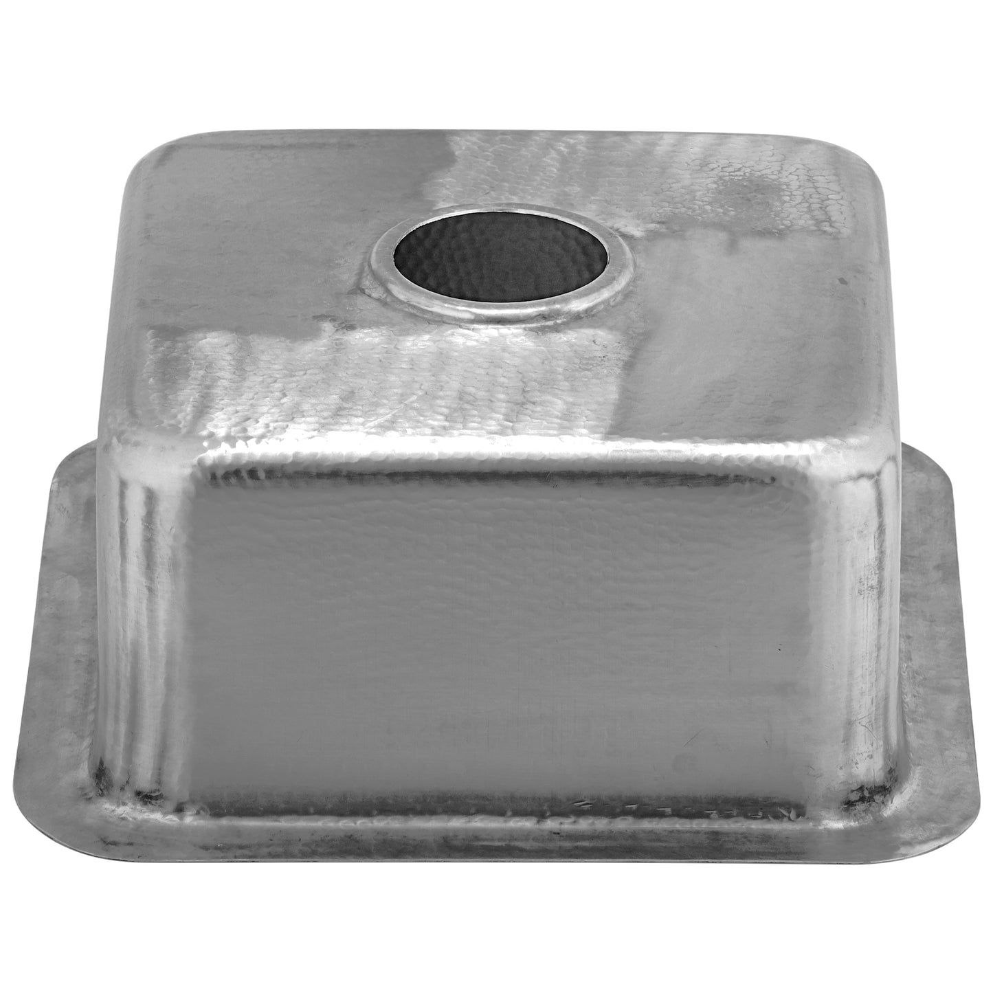 Nantucket SQRS-7MF 16.5-inch hand-hammered satin stainless steel square bar sink, view 6