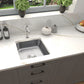 Nantucket SQRS-7MF 16.5-inch hand-hammered satin stainless steel square bar sink, installed