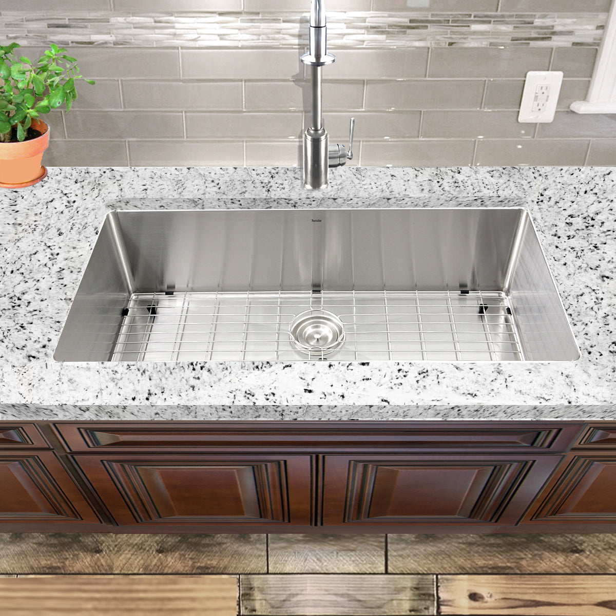 Nantucket SR3618-16 36-inch stainless undermount sink, installed