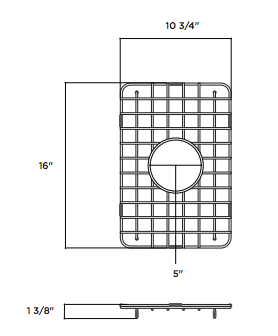 Latoscana Small Stainless Steel Grid for 33" Double Bowl Farmhouse Sink - SSG-LTD3319S front view dimensions 10 3/4" x 16" x 1 3/8".