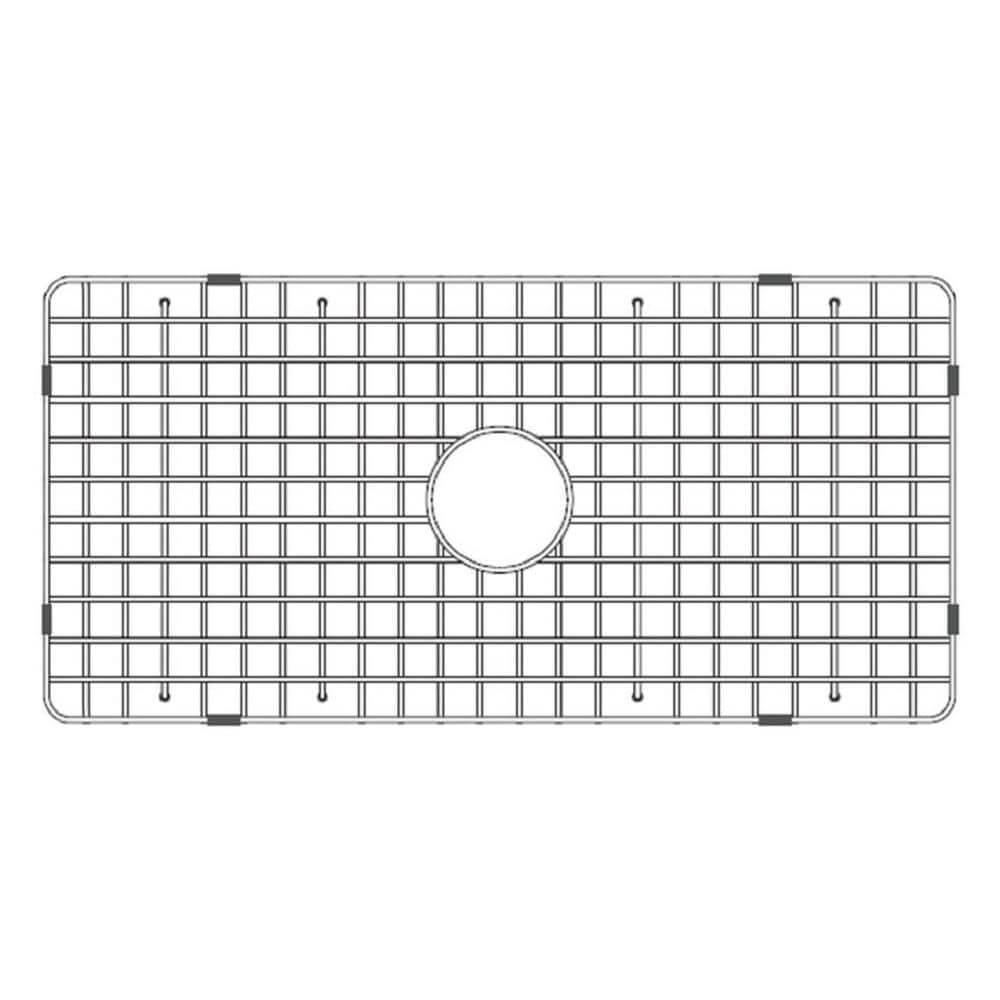 Latoscana Stainless Steel Grid for 36" Fireclay Farmhouse Sink - SSG-LTW3619 front view with protective bumpers and grid design.