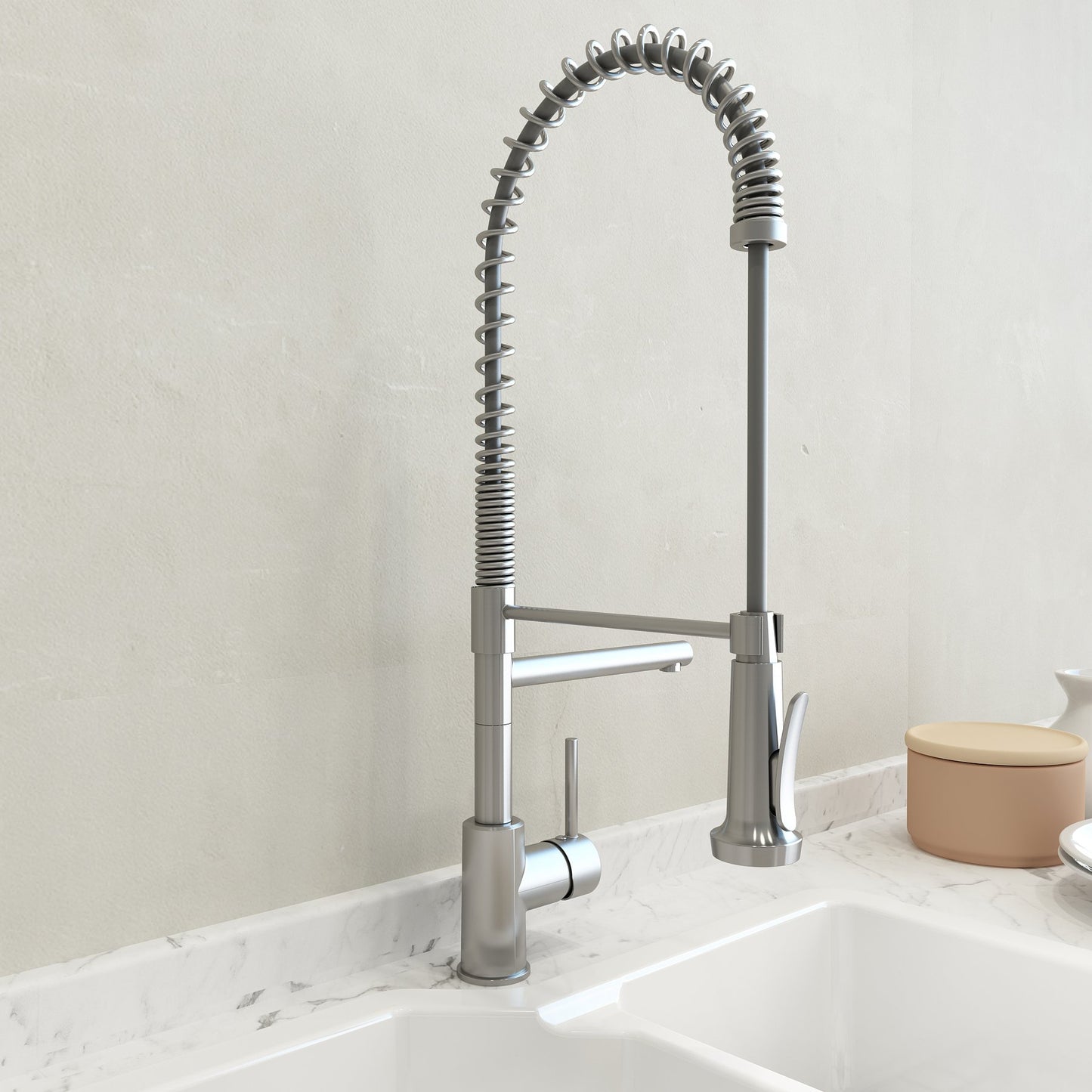 BOCCHI MAGGIORE 2.0 Dual-Spout Professional Kitchen Faucet in Stainless Steel