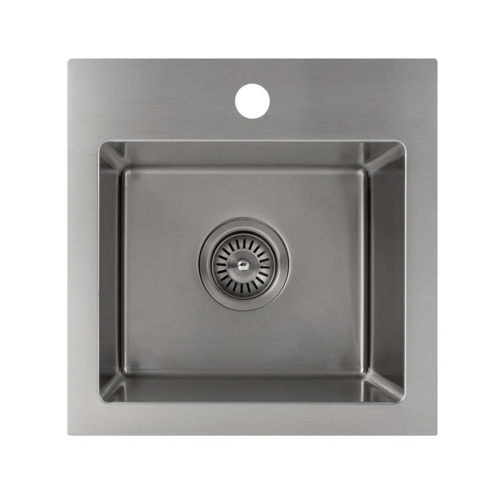 ZLINE Donner 15" Topmount Single Bowl Bar Sink in Stainless Steel (STS-15) top view showing compact design and drain.