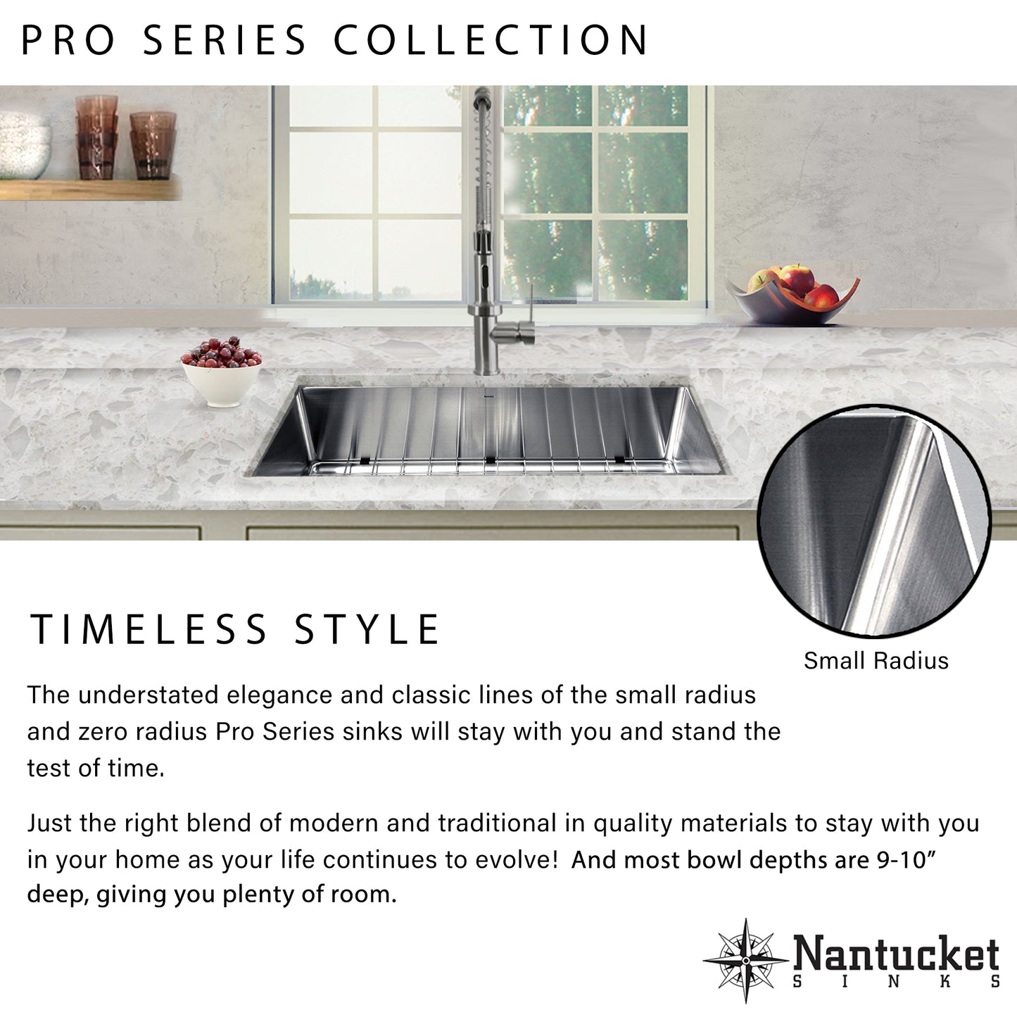 Nantucket 30" Pro Series Single Bowl Farmhouse Apron Front Stainless Steel Kitchen Sink - APRON302010-SR-16