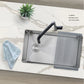 Stylish undermount stainless steel sink A-900DG shown installed on a marble coiuntertop