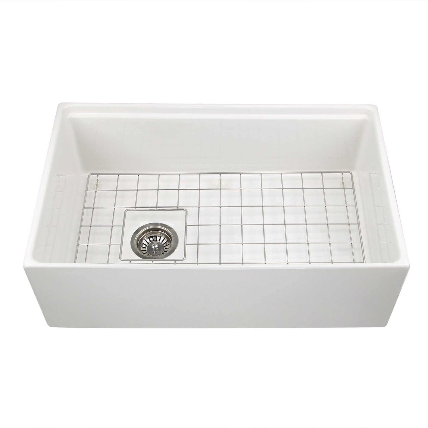 Nantucket 30" Workstation Fireclay Apron Sink Side Drain - T-PS30W with reversible side drain design