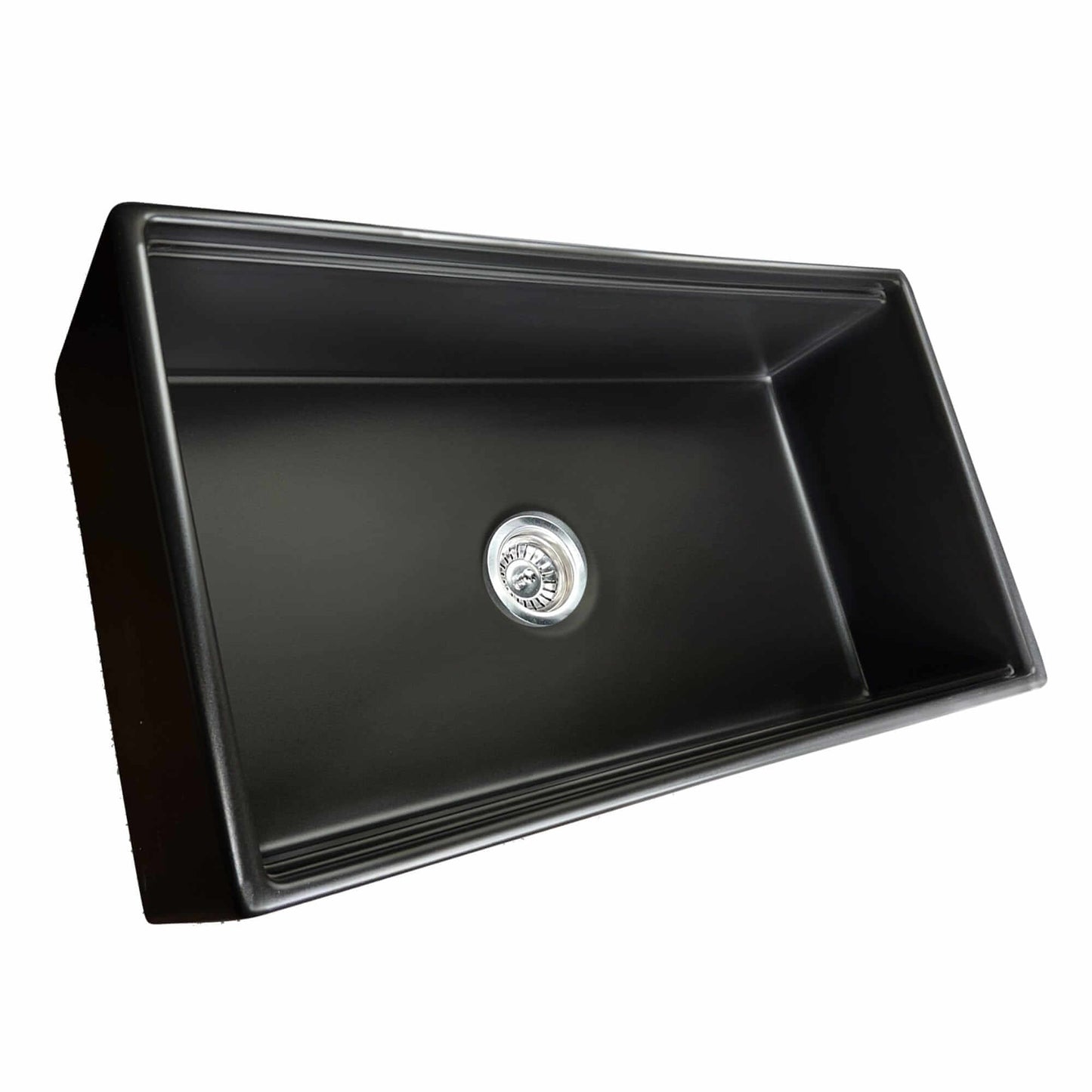 Nantucket Sinks 33" Workstation Fireclay Apron Sink with Accessories - T-PS33MB in sleek matte black finish.