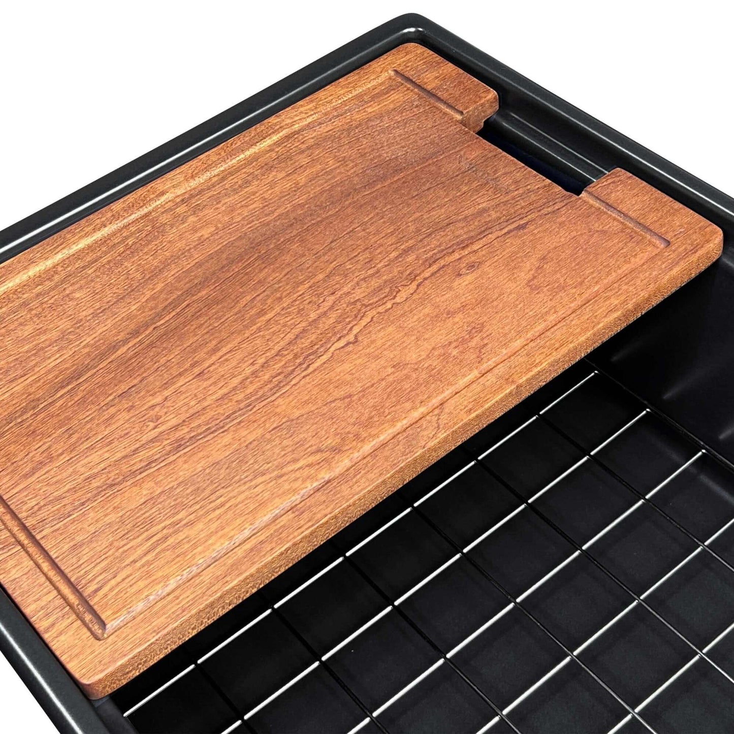 Nantucket T-PS36MB workstation sink accessories including cutting board and stainless steel grid