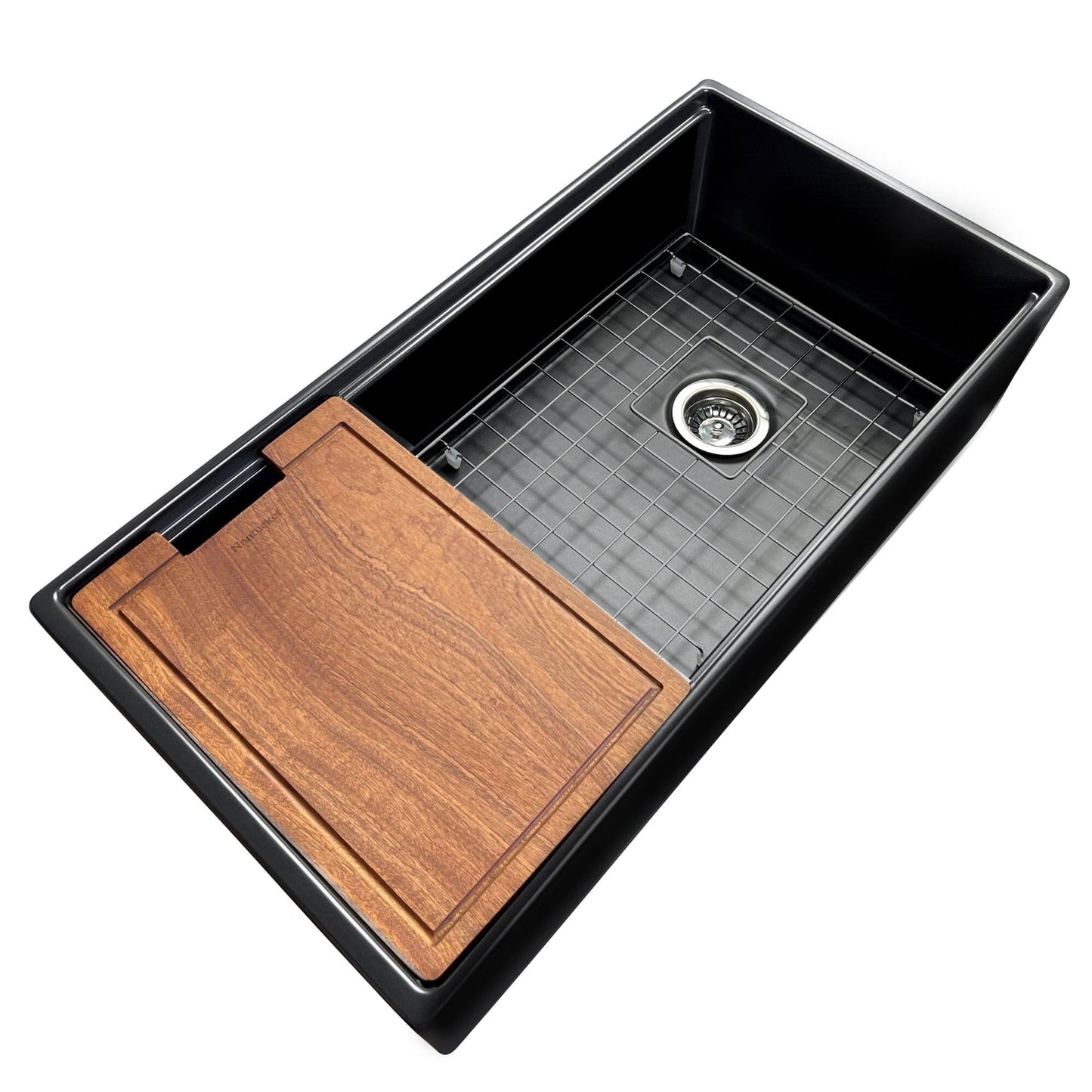 Nantucket T-PS36MB workstation sink with protective bottom grid and cutting board accessories