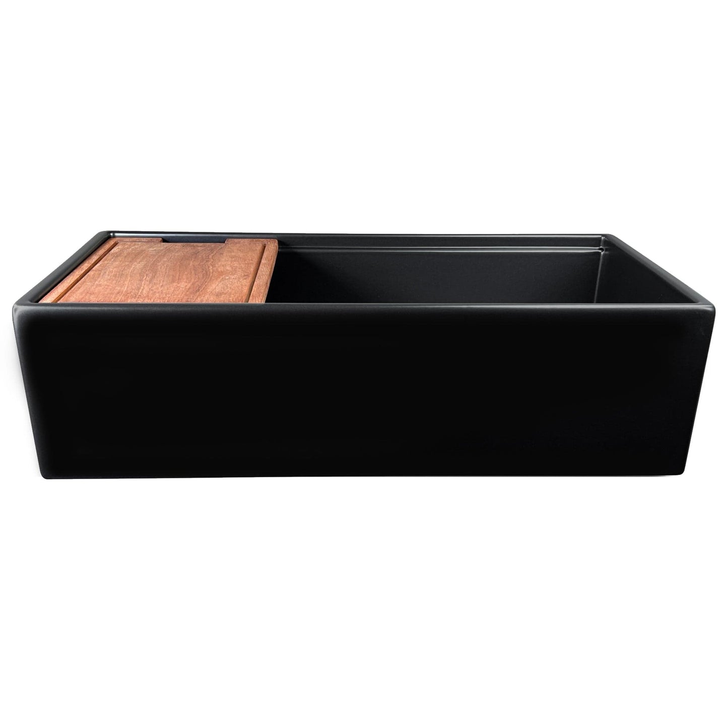 Nantucket T-PS36MB matte black sink view showing workstation ledge system