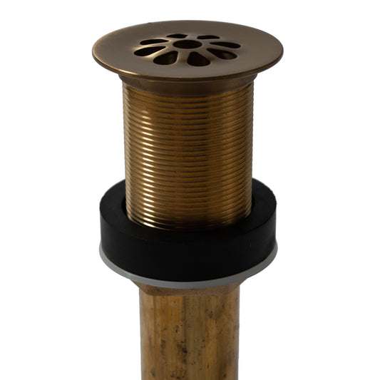 Thompson Traders antique satin gold 1.5" flower-style grid drain TDG15-ASG, view 2