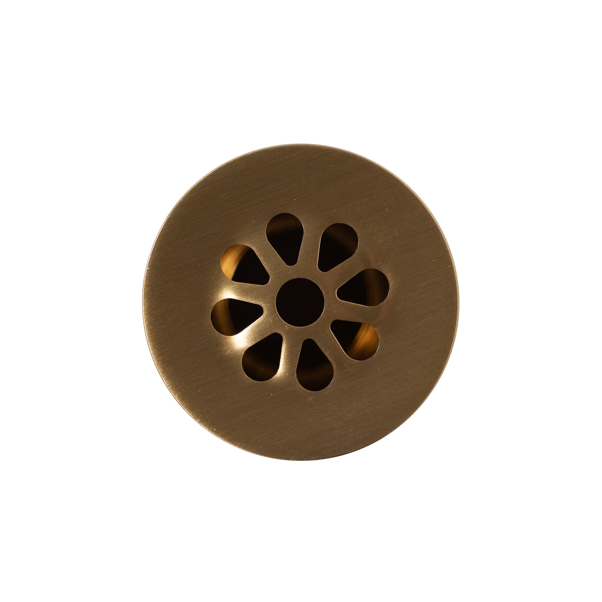 Thompson Traders antique satin gold 1.5" flower-style grid drain TDG15-ASG, view 3