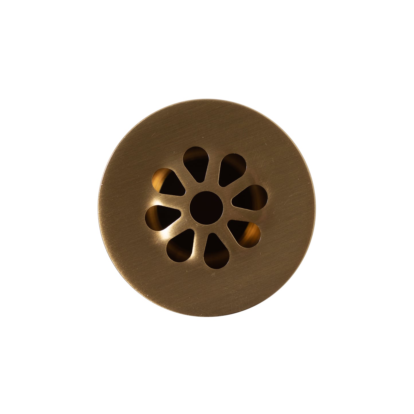Thompson Traders antique satin gold 1.5" flower-style grid drain TDG15-ASG, view 3