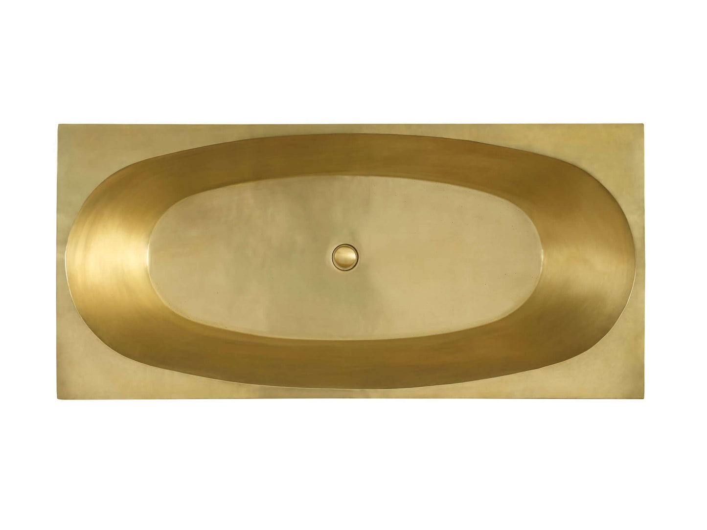 Top view of the Thompson Tortuga Handcrafted Tub in Satin Brass with a Turtle Shell Inspired Texture - TBT-6028SB-TURTLE.