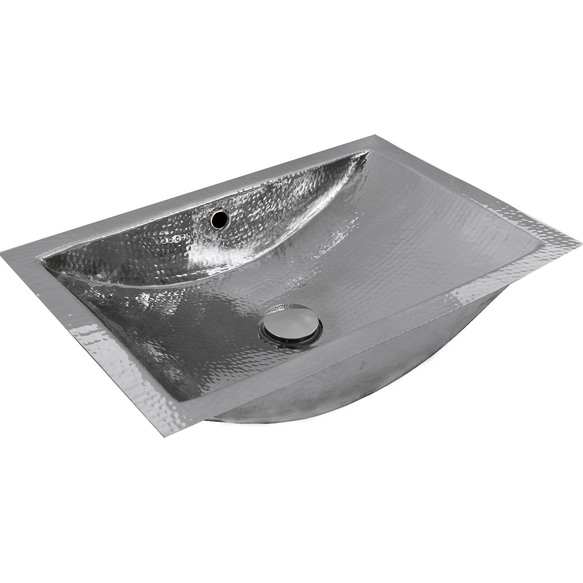 Nantucket 20.25-inch hand hammered stainless steel trough undermount bathroom sink with overflow TRS-OF