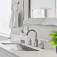 Nantucket hammered stainless trough sink with overflow TRS-OF in a bathroom vanity