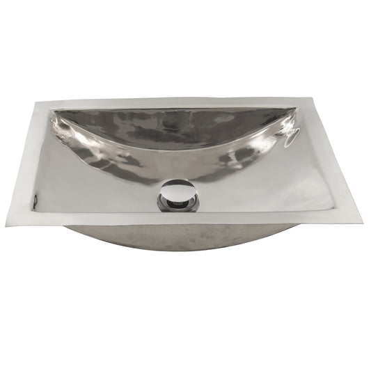 Nantucket 19.8-inch lightly hammered polished stainless steel rectangle bathroom sink TRS-SM