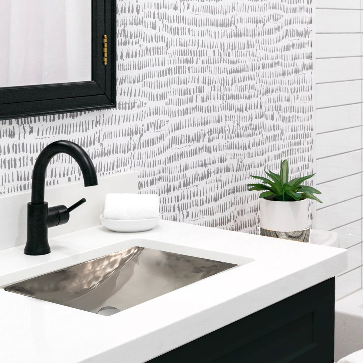 Nantucket polished stainless steel bathroom sink TRS-SM, installed