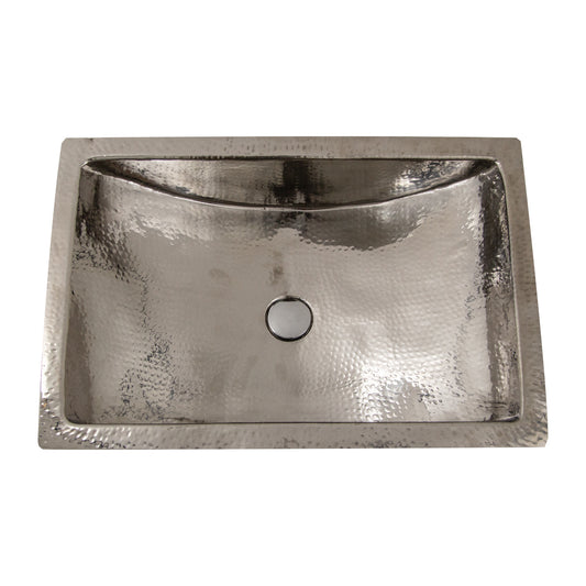 Nantucket 23.75-inch hand hammered stainless steel rectangle bathroom sink TRS2416