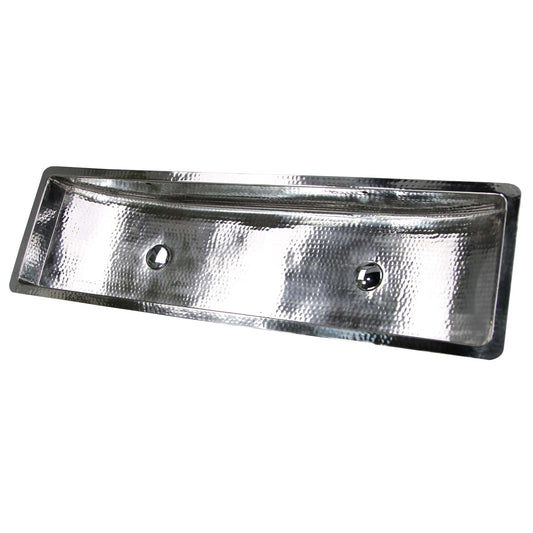 Nantucket Stainless Steel Double Trough Undermount Bathroom Sink - TRS48-OF with elegant hand-hammered design.