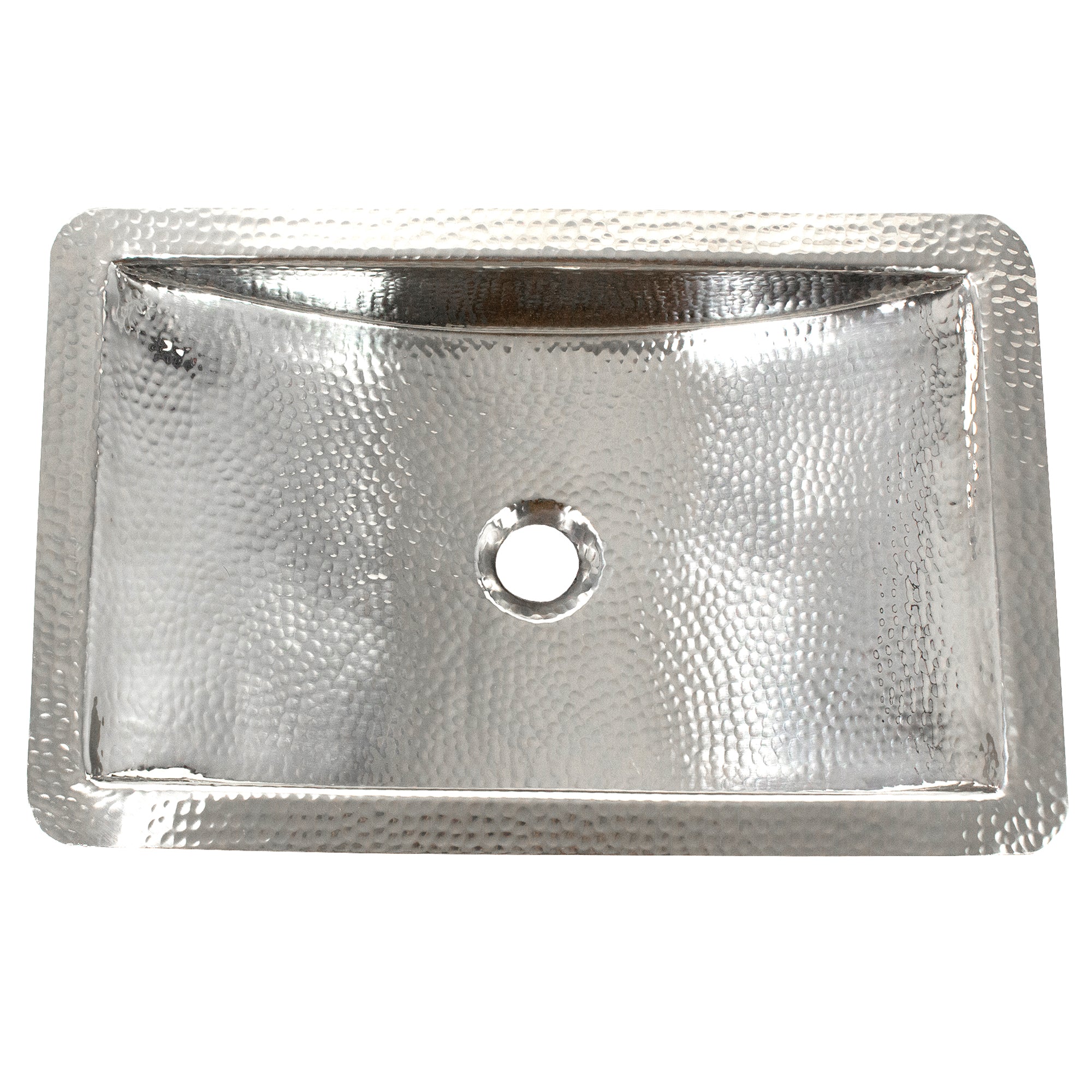 Nantucket hammered stainless steel trough bathroom sink TRS, view 2