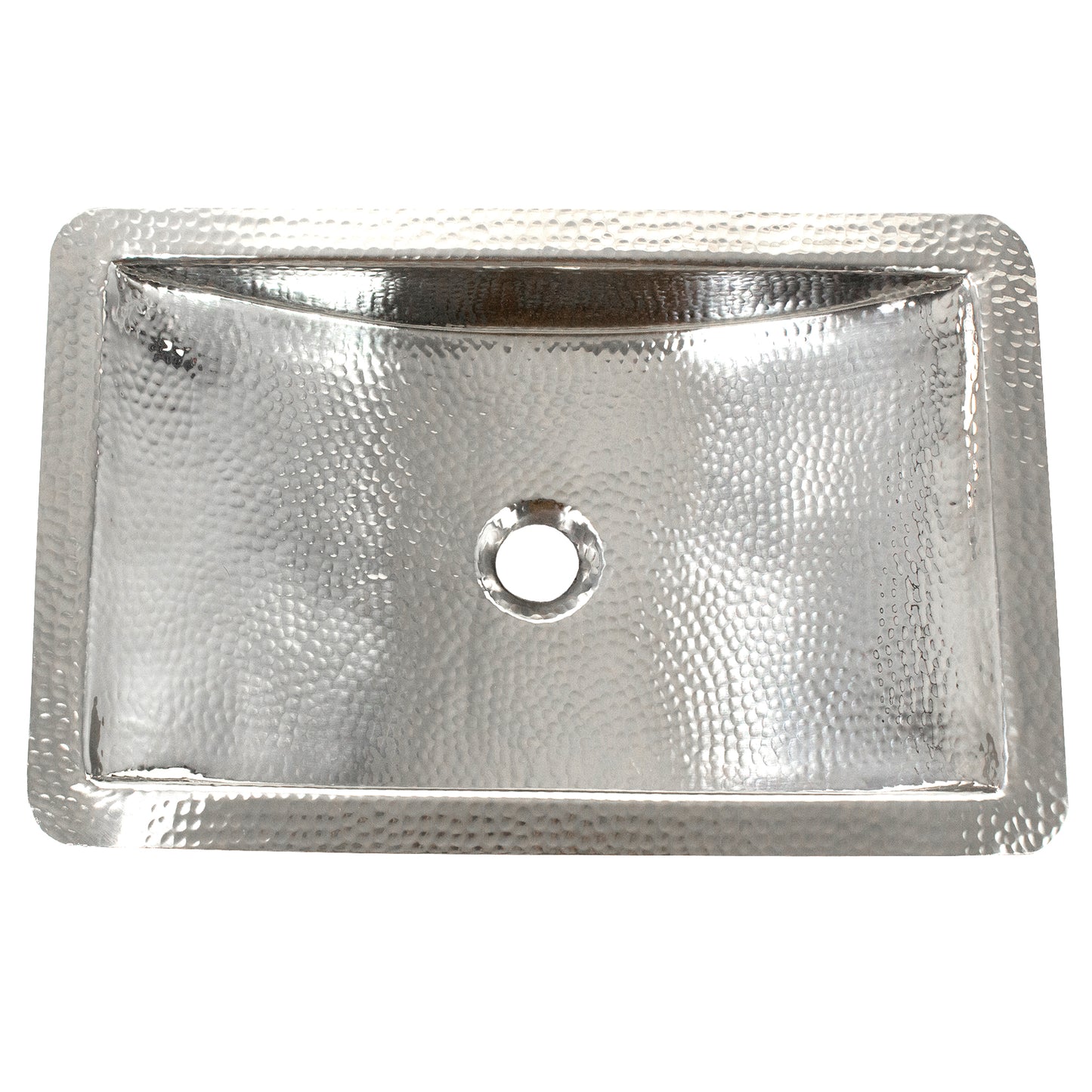 Nantucket hammered stainless steel trough bathroom sink TRS, view 2