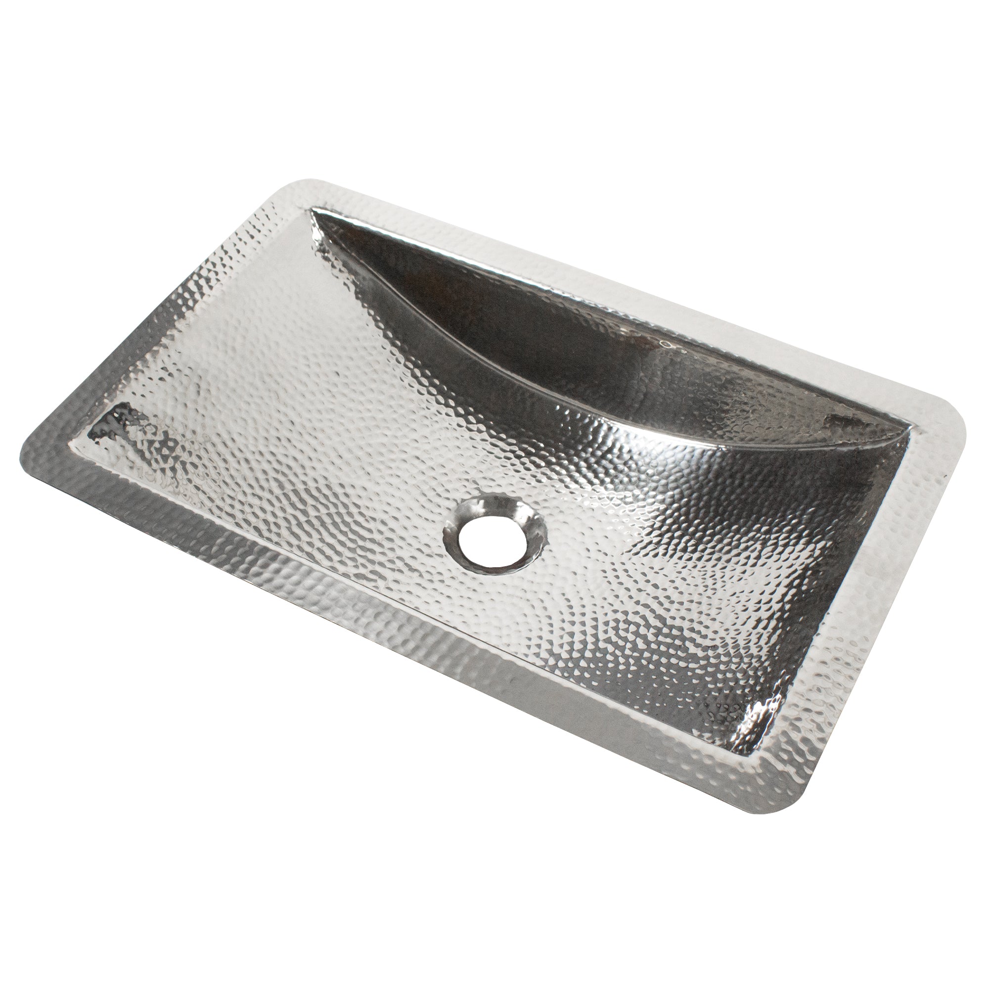 Nantucket hammered stainless steel trough bathroom sink TRS, view 4