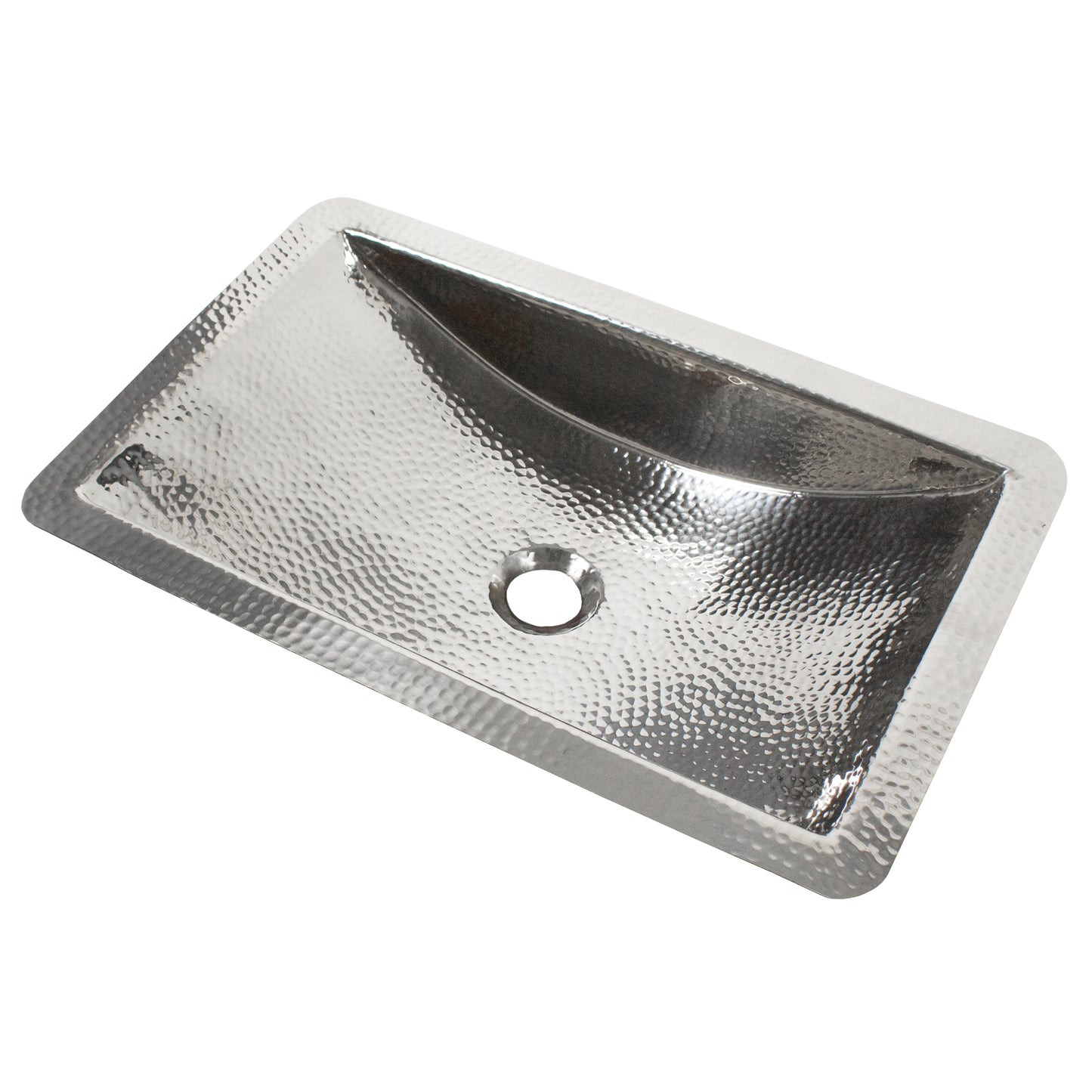 Nantucket hammered stainless steel trough bathroom sink TRS, view 4