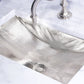 Nantucket hammered stainless steel trough bathroom sink TRS, installed