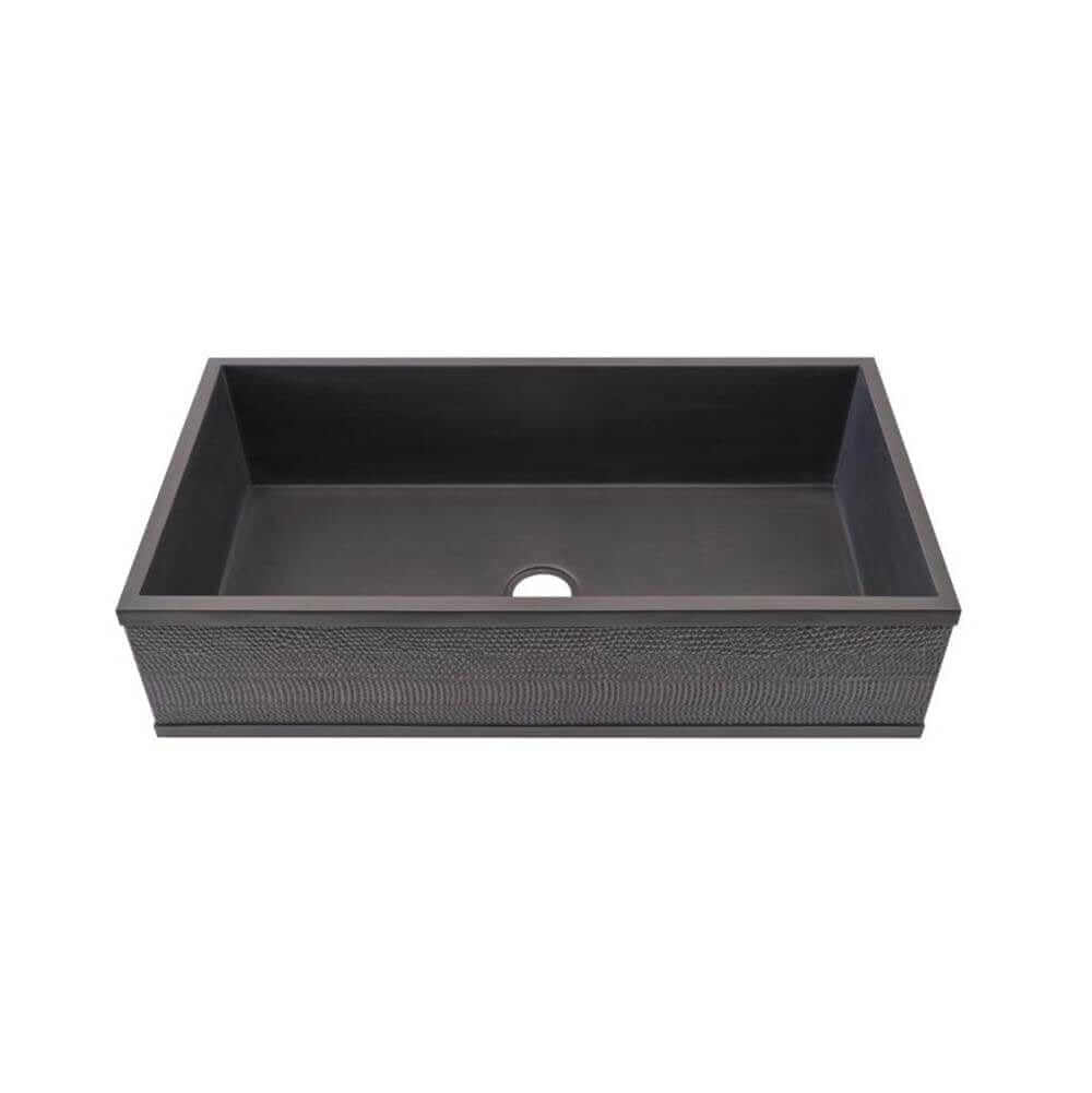 Thompson Kahlo 42" Matte Black Culebra Kitchen Sink - KSA-4222MB-SNAKE showcasing its sleek design and texture.