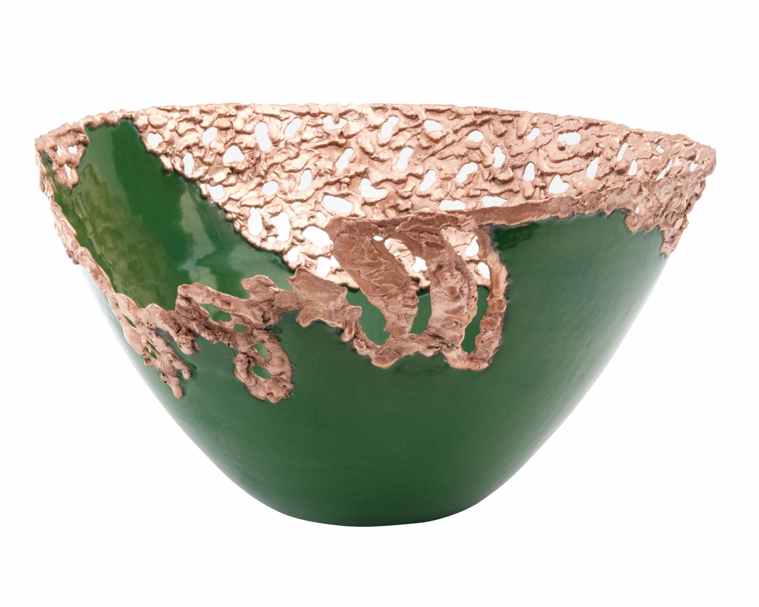 Thompson Molten 13" Peacock Glass and Rose Gold Copper Vessel Sink - GLASS-DB13-PEACK - view 4