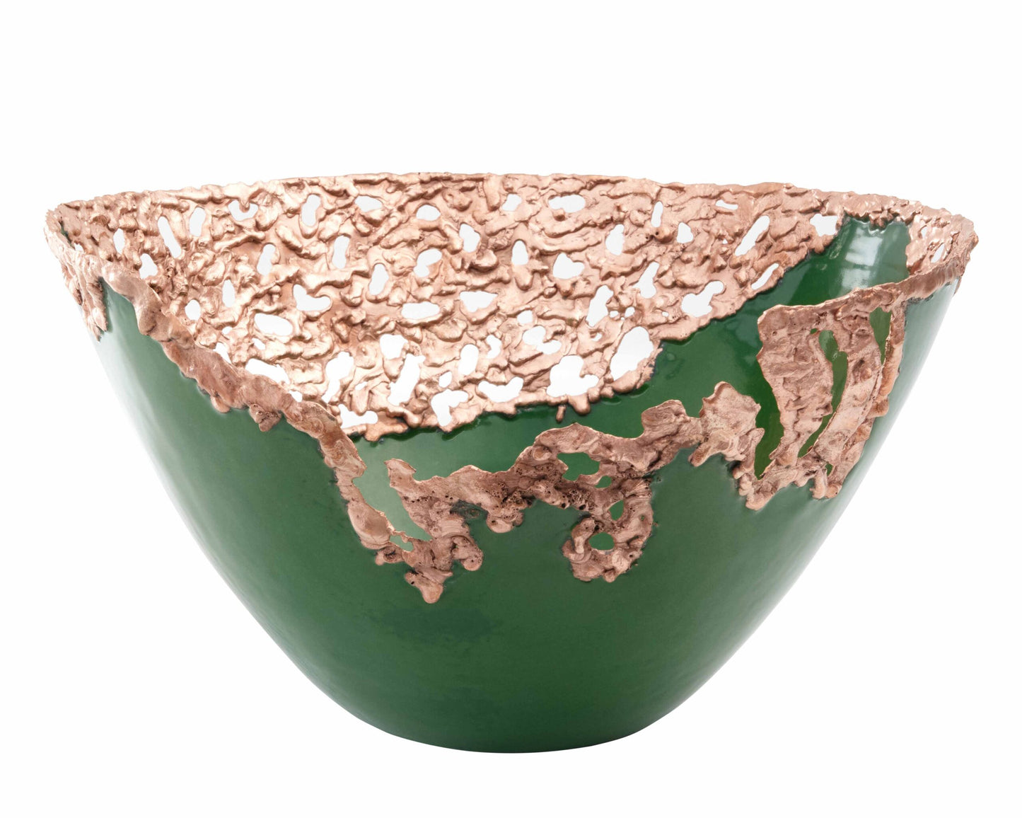 Thompson Molten 13" Peacock Glass and Rose Gold Copper Vessel Sink - GLASS-DB13-PEACK