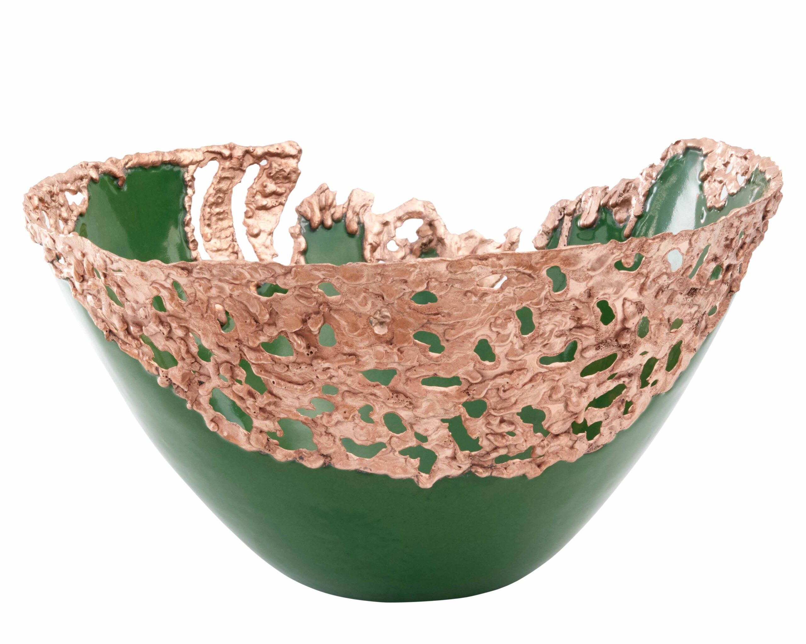 Thompson Molten 13" Peacock Glass and Rose Gold Copper Vessel Sink - GLASS-DB13-PEACK - view 2