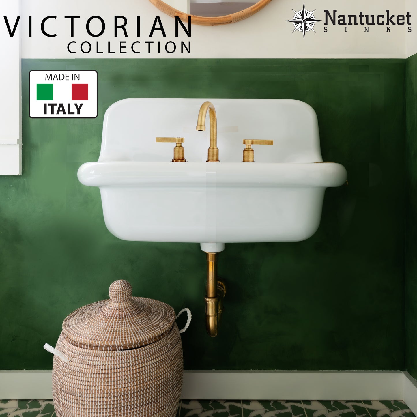 Nantucket Victorian Collection fireclay sinks made in Italy
