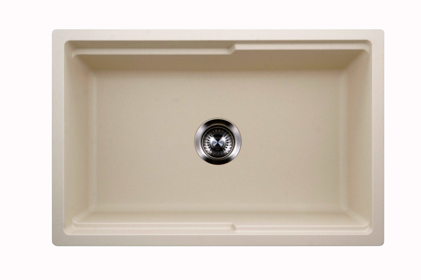 HOUZER QUARTZTONE 30" Cloud Apron Front Granite Composite Workstation Kitchen Sink with Accessories - beige top view.