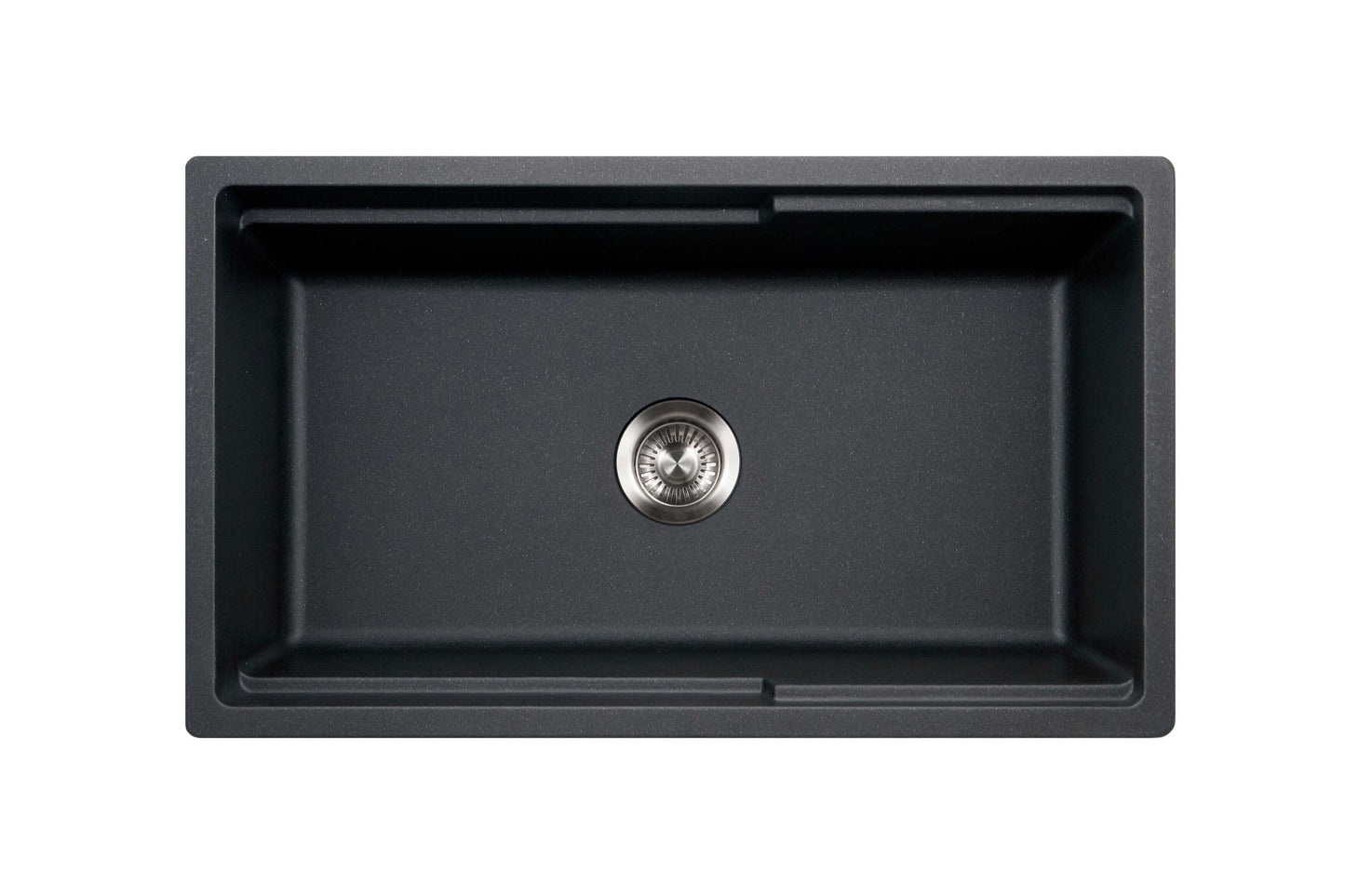 HOUZER QUARTZTONE 33" Cloud Apron Front Granite Composite Workstation Kitchen Sink with Accessories black top view