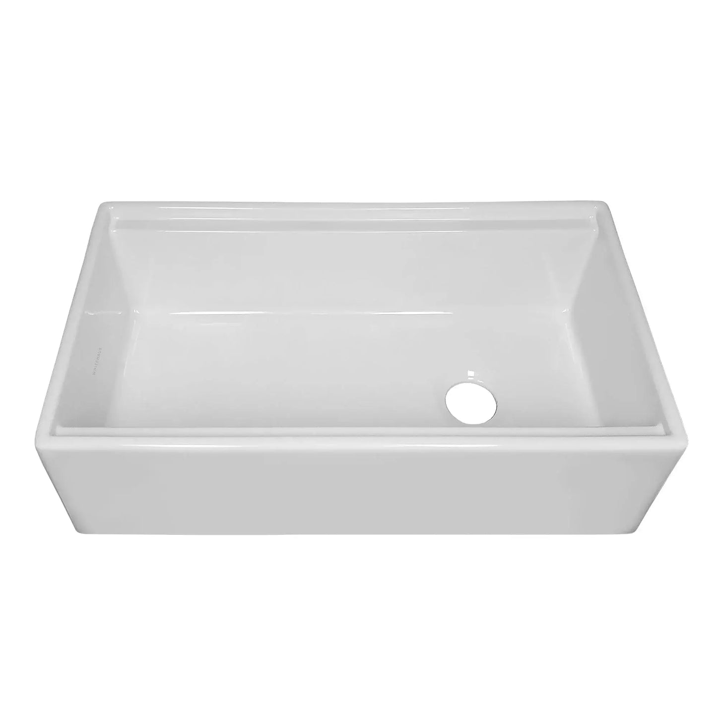 Whitehaus Fireclay 33" Farmhouse Single Basin Fireclay Kitchen Sink with Basin Rack and Cutting Board