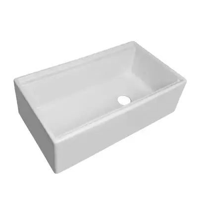 Whitehaus Fireclay 33" Farmhouse Single Basin Fireclay Kitchen Sink with Basin Rack and Cutting Board