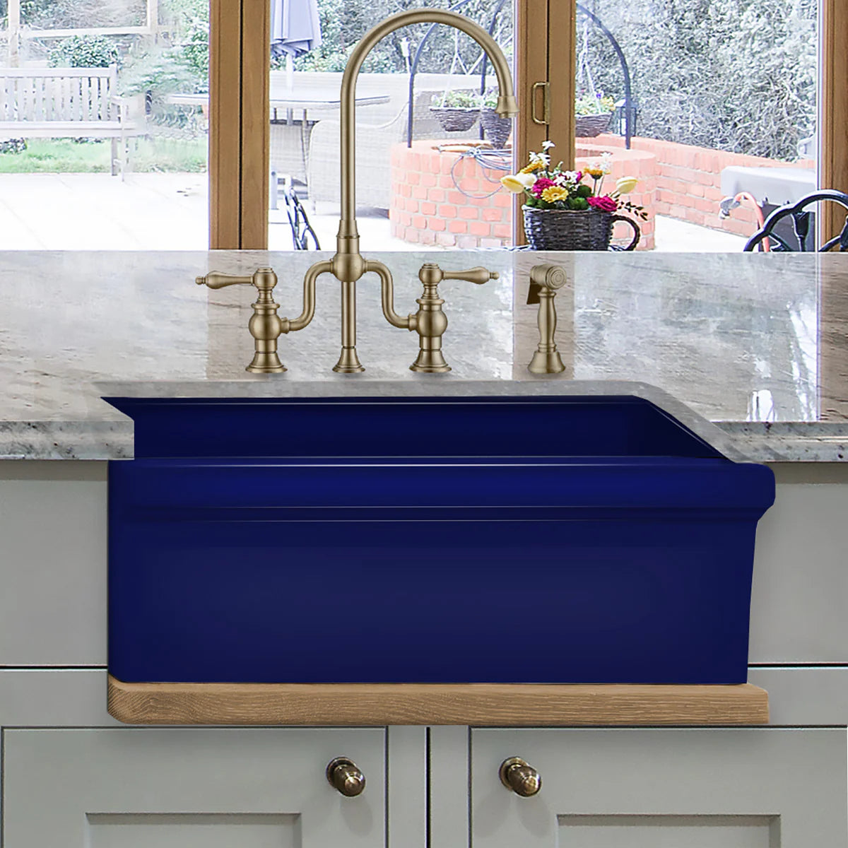 Beautiful WHITEHAUS 30" Glencove Fireclay Reversible Sink in a modern kitchen setting.