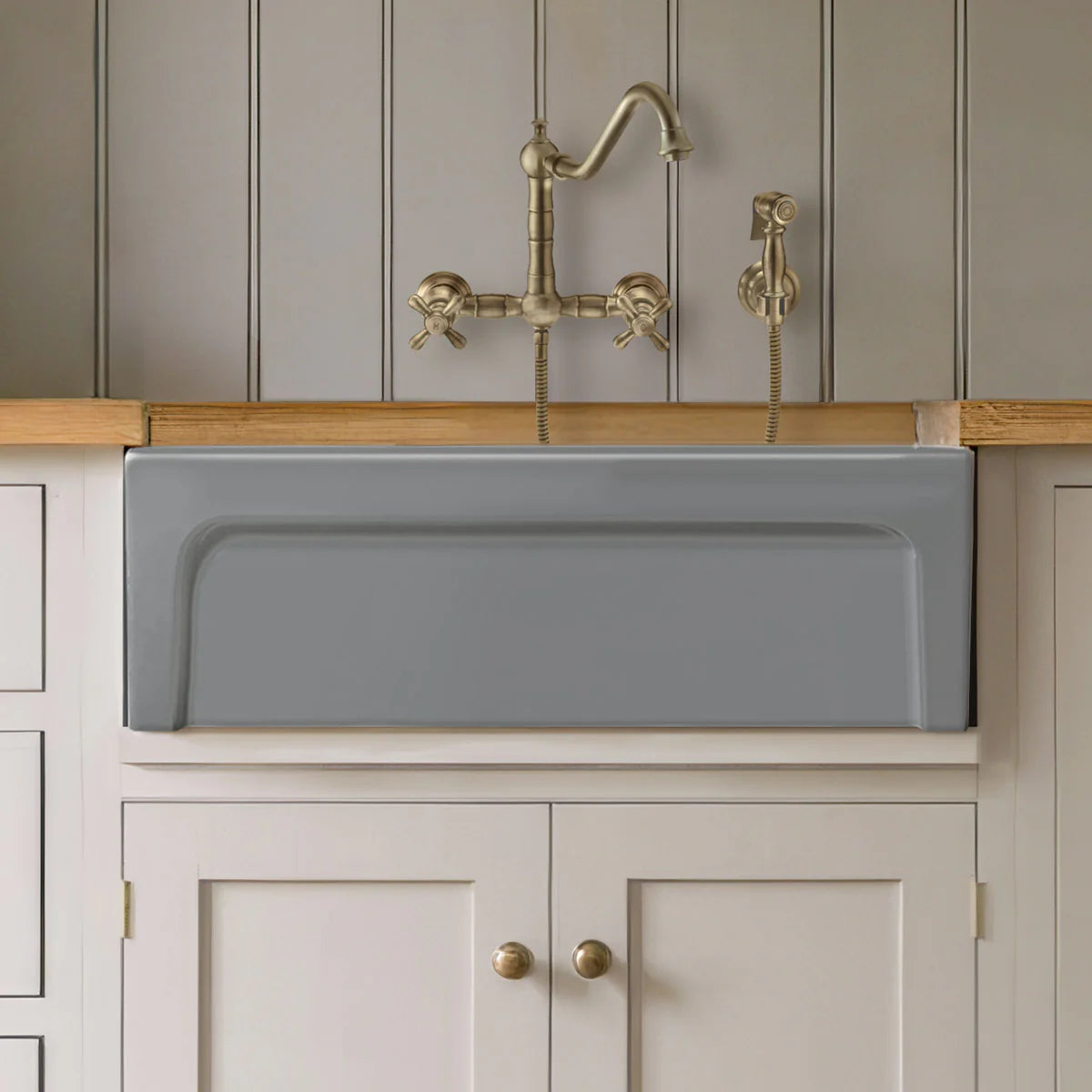 WHITEHAUS 30" Glencove Reversible Matte White Fireclay Kitchen Sink - WHQ5530 in modern kitchen setting.