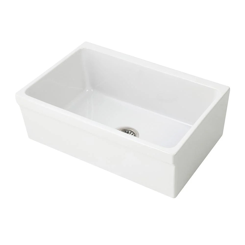 WHITEHAUS 30" Glencove Fireclay Reversible Sink WHQ5530-BLACK in white with a stunning rectangular shape.