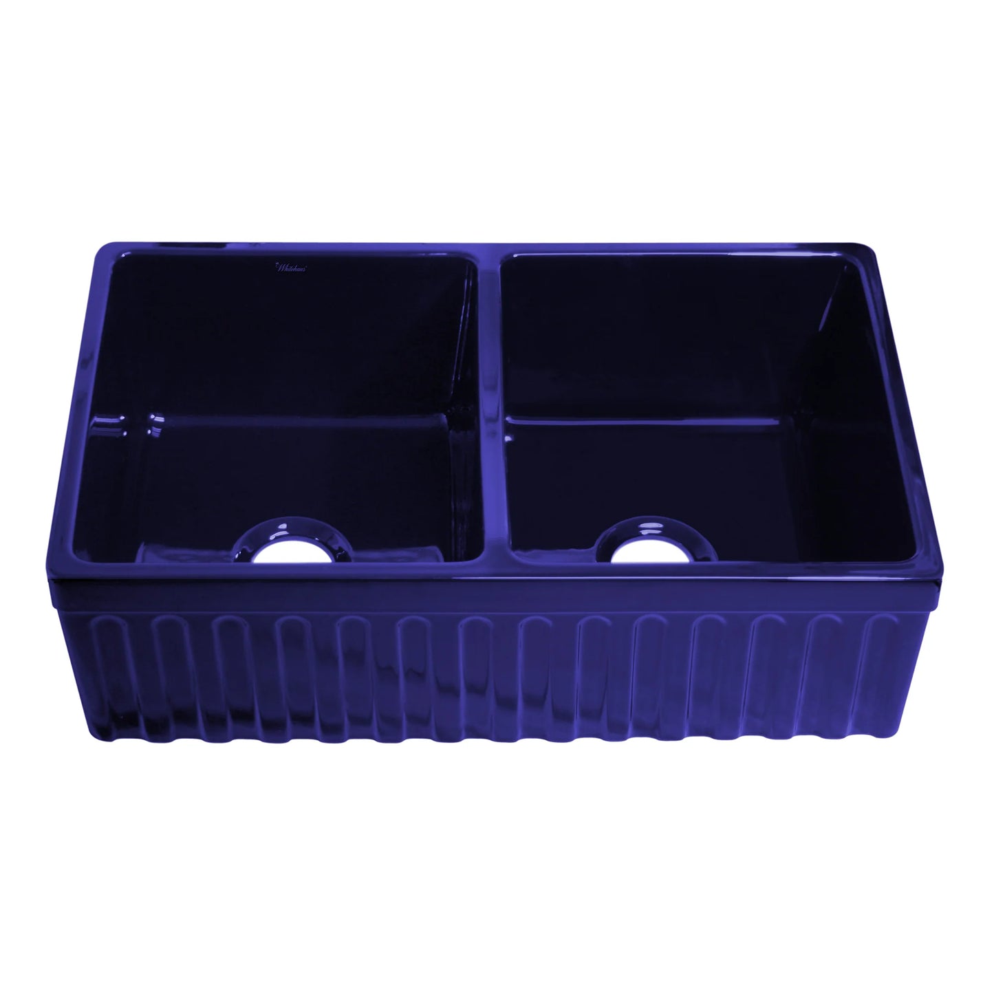 Top view of the WHITEHAUS 33" Farmhaus Quatro Alcove Reversible Matte Double Bowl Fireclay Kitchen Sink WHQDB332.